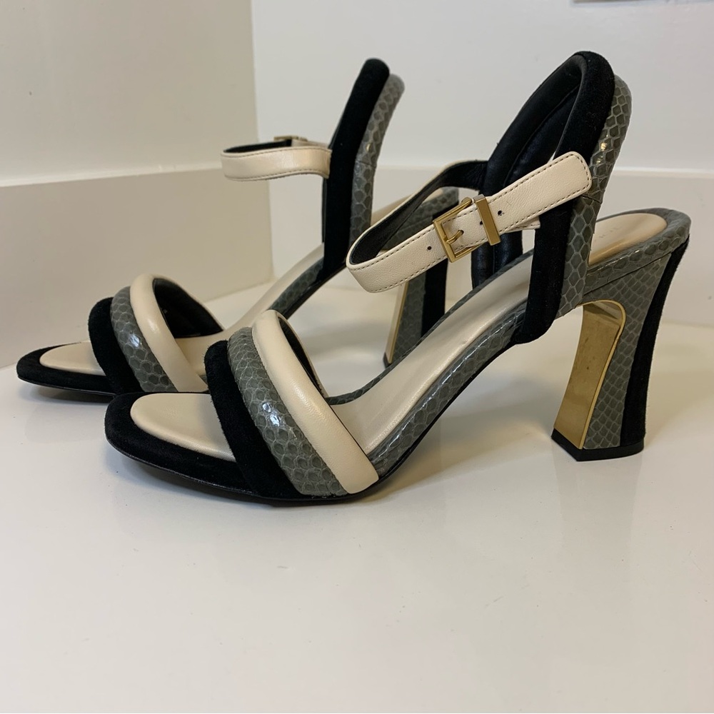 Tory Burch Puffed Up Suede and Snakeskin Embossed Leather Sandal NWOB Size 9 - Picture 3 of 6